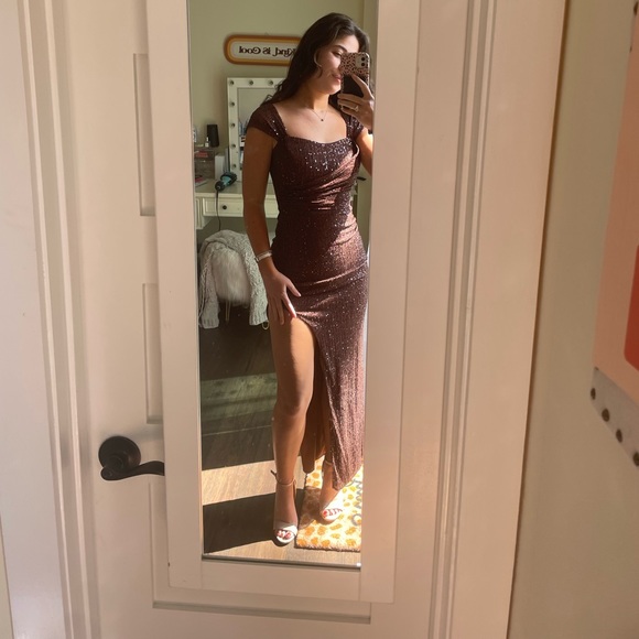 Brown Sequin Windsor Gown - Picture 1 of 3